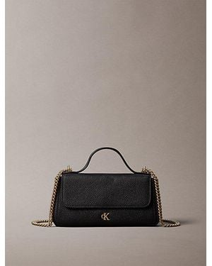 Calvin Klein Leather Monogram Chain Clutch Bag - Black