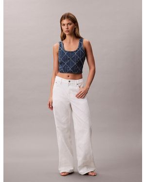Calvin Klein Allover Monogram Low Rise Baggy Jeans - Multicolour