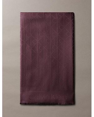 Calvin Klein Satin Jacquard Logo Scarf - Purple