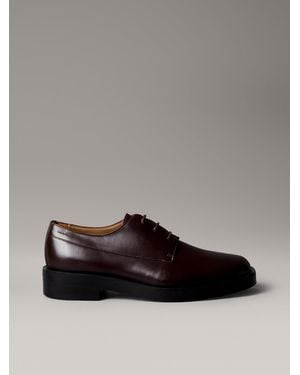 Calvin Klein Leather Airfit Cushioned Lace-Up Shoes - Grey