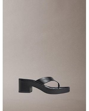 Calvin Klein Milana Leather Heeled Thong Sandals - Multicolour