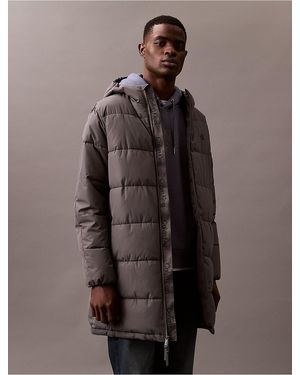 Calvin Klein Heavyweight Hooded Long Puffer Coat - Brown