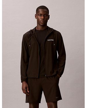 Calvin Klein Sport Water Repellent Hooded Windbreaker - Brown