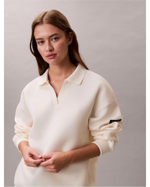 Calvin Klein Smooth Relaxed Polo Sweatshirt - Natural