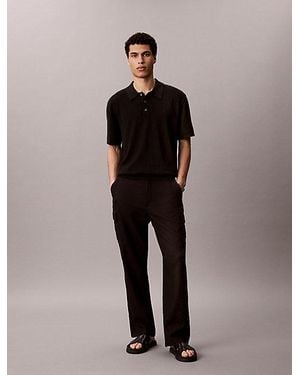 Calvin Klein Supima Cotton Knit Polo Shirt - Black