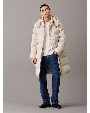 Calvin Klein Abrigo de plumas de nailon arrugado con capucha - Azul