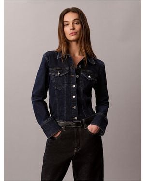 Calvin Klein Calvin Klein Sculpt Denim Trucker Button-Down Shirt - Blue