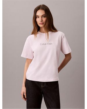 Calvin Klein Calvin Klein Metallic Logo Boxy Tee - Pink
