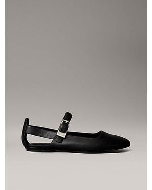 Calvin Klein Leren Ballerina's Met Airfit-Demping - Grijs