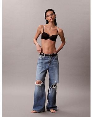 Calvin Klein String Tanga Minimalist Satin - Blue