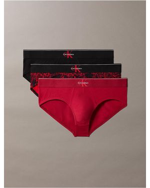 Calvin Klein Graphic Monogram Cotton Stretch 3-Pack Brief - Red