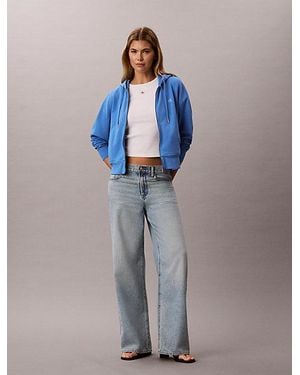 Calvin Klein Sudadera de felpa lavada con capucha y monograma - Azul