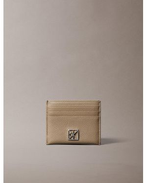 Calvin Klein Full-Grain Leather Rfid Emblem Cardholder - Natural