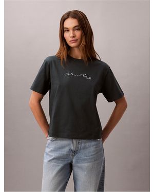 Calvin Klein Calvin Klein Script Logo Graphic Boxy T-Shirt - Black