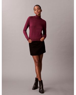 Calvin Klein Merino Wool Blend Lurex Turtleneck Jumper - Purple