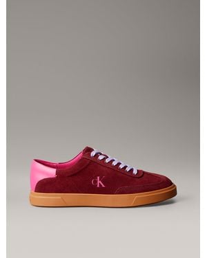 Calvin Klein Suede Signature Logo Trainers - Red