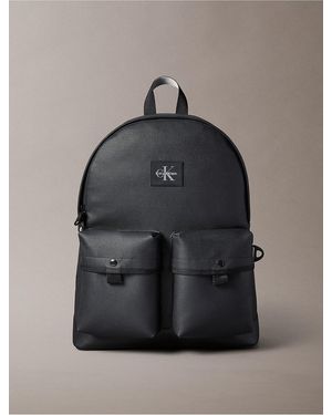 Calvin Klein Textured Mix Flap Backpack - Gray