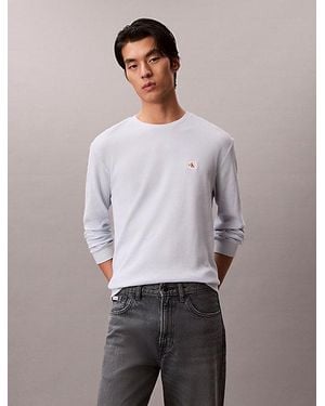 Calvin Klein Jeans Long Sleeve Waffle T-Shirt - Grey