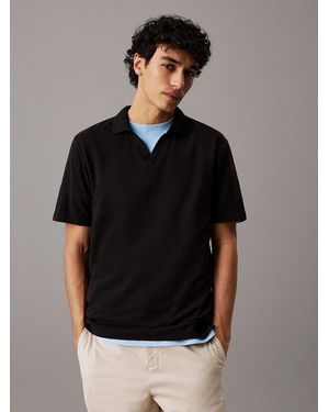 Calvin Klein Cuban Collar Polo Shirt - Black