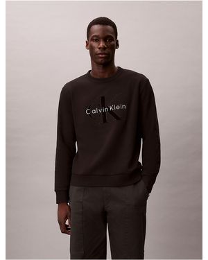 Calvin Klein Calvin Klein Fleece Velvet Monologo Graphic Relaxed Sweatshirt - Black