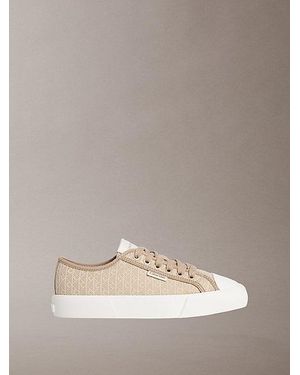 Calvin Klein Ck Luna Emblem Logo Jacquard Trainers - Natural