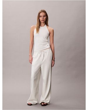 Calvin Klein Jeans Linen Blend Wide Leg Pants - Multicolor