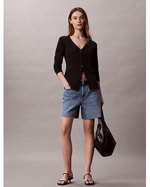 Calvin Klein Jeans Slim Ribbed Cotton Cardigan - Black