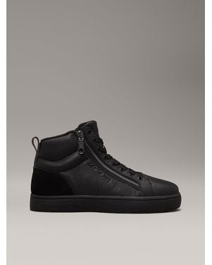 Calvin Klein Leather High-Top Trainers - Black