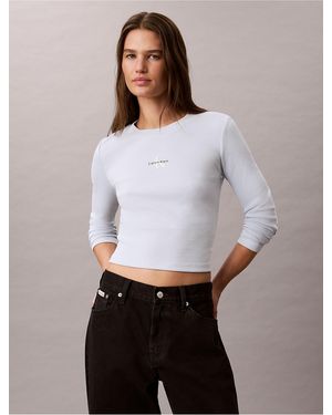 Calvin Klein Calvin Klein Monologo Long Sleeve Baby Tee - White