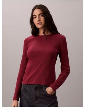 Calvin Klein Calvin Klein Pointelle Knit Slim Tee - Red