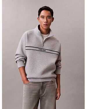 Calvin Klein Jeans Spacer Relaxed Quarter Zip Sweatshirt - Brown