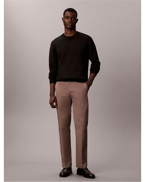 Calvin Klein Cotton Stretch Straight Pants - Brown