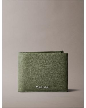 Calvin Klein Pebble Grain Leather Bifold Wallet With Coin Pouch - Green