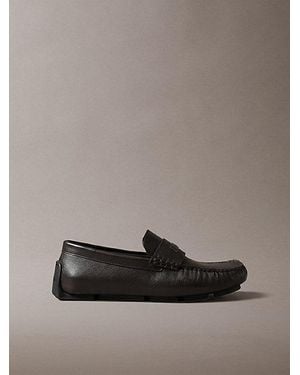Calvin Klein Leather Moccasin Driving Shoes - Grey