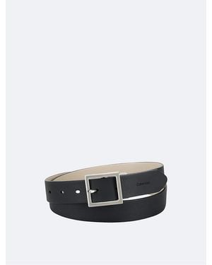 Calvin Klein Reversible Center Bar Buckle Belt - White