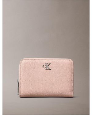 Calvin Klein Minimal Monogram Zip Flap Wallet - Pink