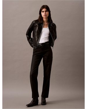 Calvin Klein Faux Leather Zip Biker Jacket - Multicolor