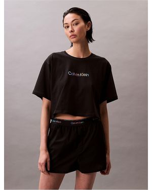 Calvin Klein Pride Logo Poplin Sleep Short - Black