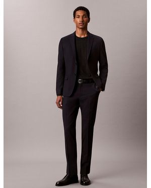 Calvin Klein Slim Wool Stretch Trousers - Natural