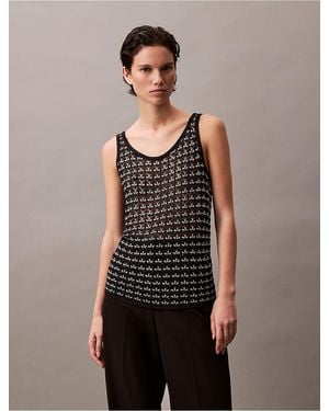 Calvin Klein Jacquard Textured Tank - Black