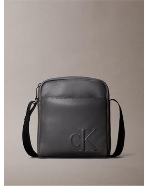 Calvin Klein Embossed Monogram Reporter Bag - Gray