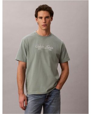 Calvin Klein Calvin Klein Cursive Logo Graphic Tee - Gray