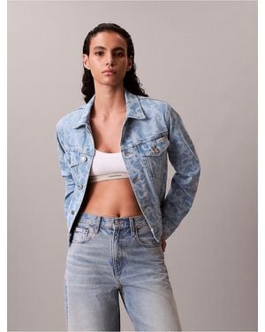 Calvin Klein Calvin Klein Allover Monogram Classic Trucker Jacket - Blue