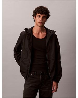 Calvin Klein Calvin Klein Allover Emblem Logo Windbreaker Jacket - Black
