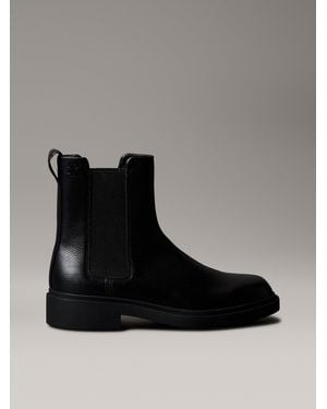 Calvin Klein Leather Airfit Lugged Chelsea Boots - Black