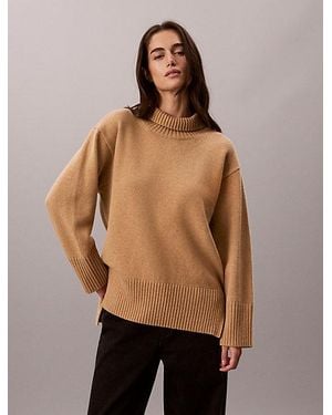 Calvin Klein Wool Turtleneck Jumper - Natural