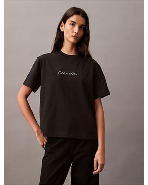 Calvin Klein Boxy Fit Standard Logo Crewneck T-shirt - Black