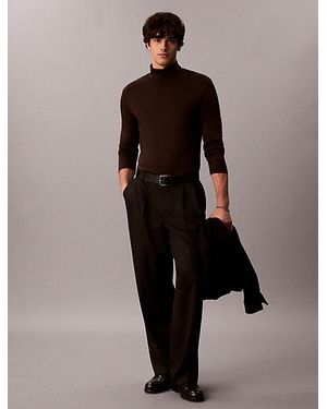 Calvin Klein Long Sleeve Roll Neck T-Shirt - Brown