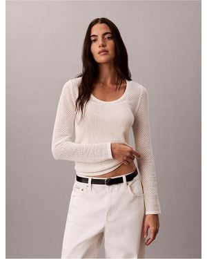 Calvin Klein Boucle Pointelle Top - Natural