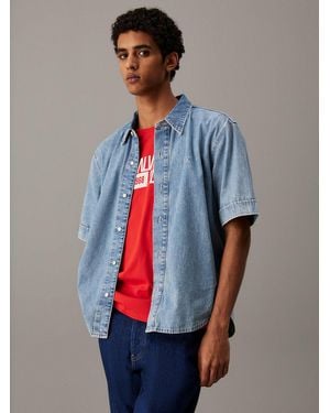 Calvin Klein Relaxed Denim Short Sleeve Shirt - Blue